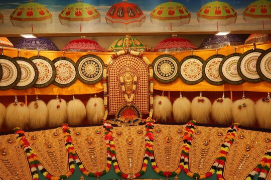 Aanachamayam or Elephant pageants are a unique feature of Kerala, india, Fineries used in Elephant Pageants, it exhibit part of thrissur pooram