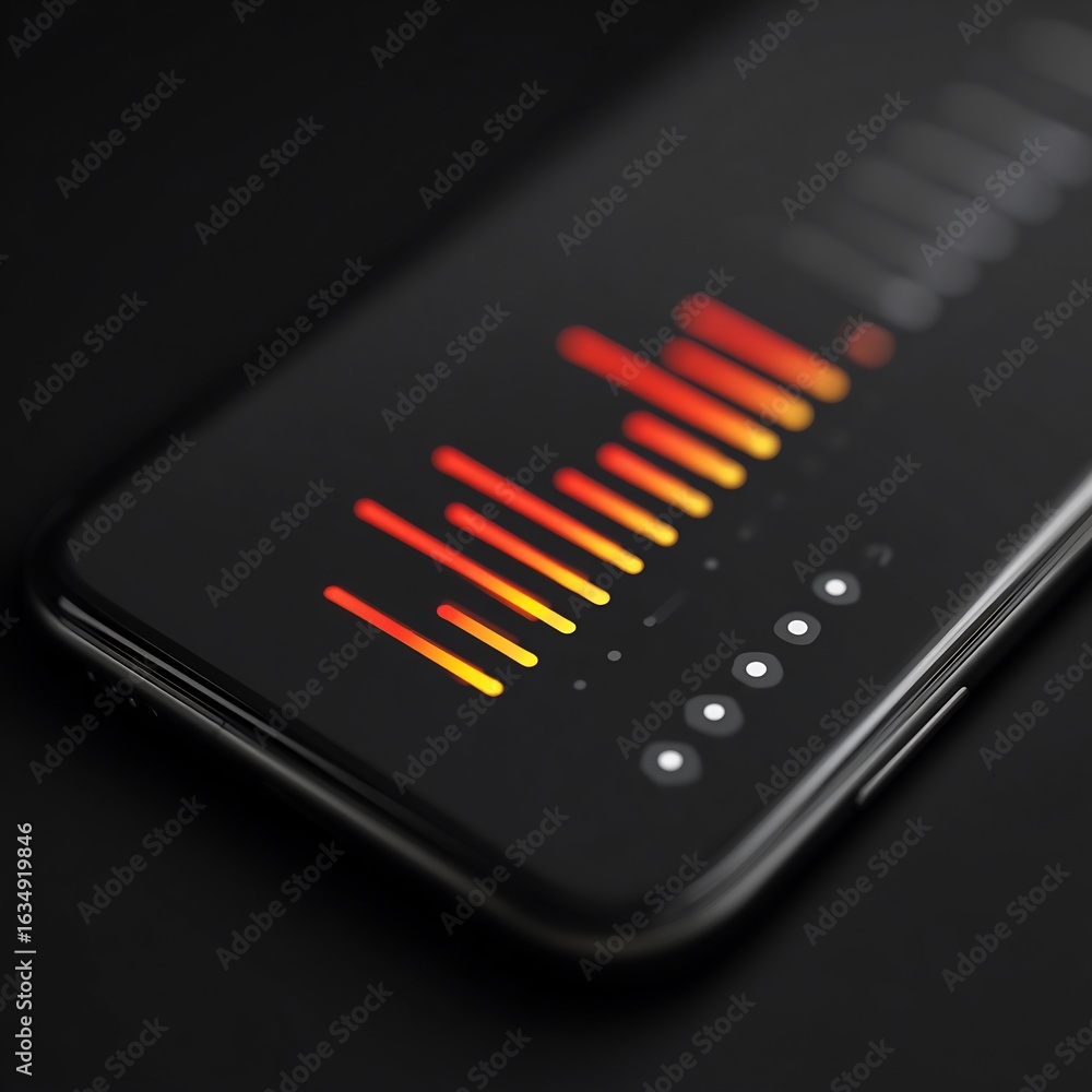 Aufkleber sleek mobile interface displaying vibrant data visualization on minimalist design gadget