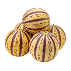 Pile of striped melons isolated on transparent background