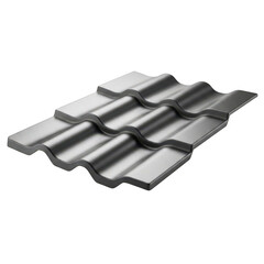 Textured gray roof tile section isolated on transparent background