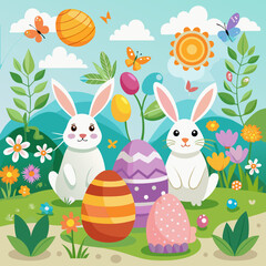 easter bunny with eggs