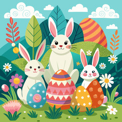 easter bunny with eggs