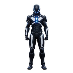 Futuristic warrior suit with glowing accents isolated on transparent background