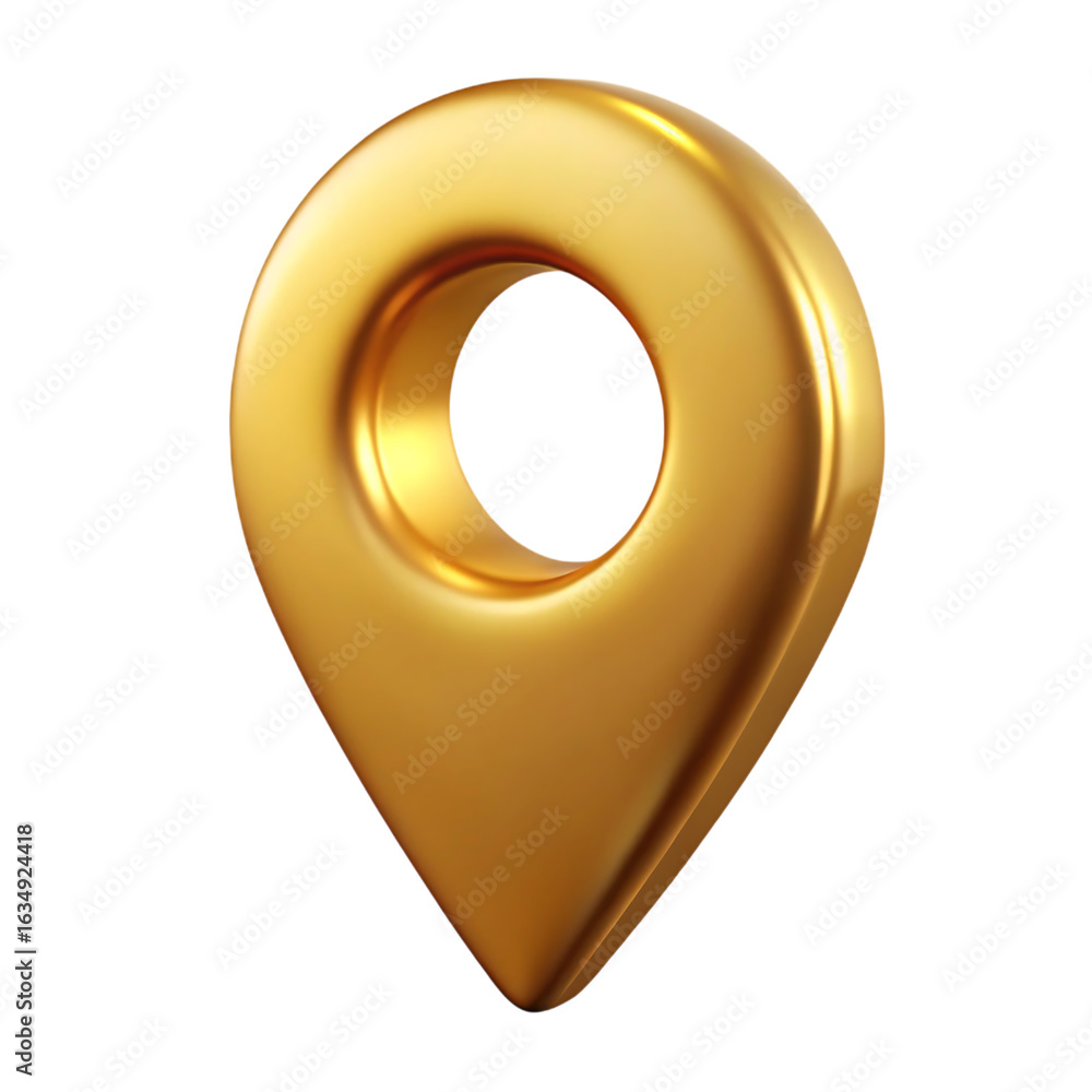 Fototapete luxurious golden map pin icon for ui elements and web design. a 3d rendered location marker symbol f