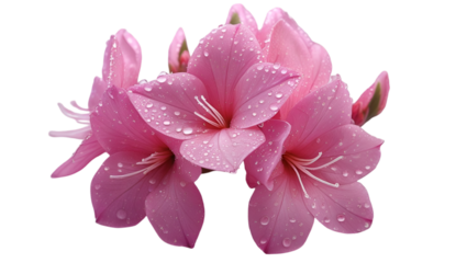 Single Azalea with Dew Isolated on White Background