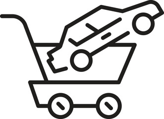  Flat Vector Icon of Car Being Loaded onto Trolley for Vehicle Transport or Relocation Service Design
