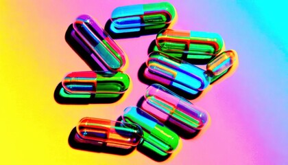 colorful pills in glass