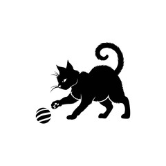 black cat with a ball vector illustration of a cat photo image jpg .
