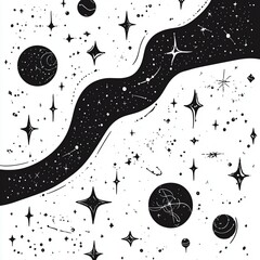 Space Galaxy constellation seamless pattern print could be used for textile, zodiac star yoga mat, phone case