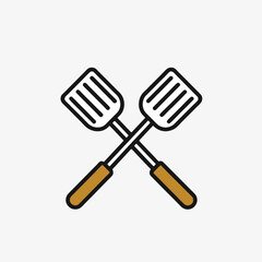 Outline double spatula vector icon on white background