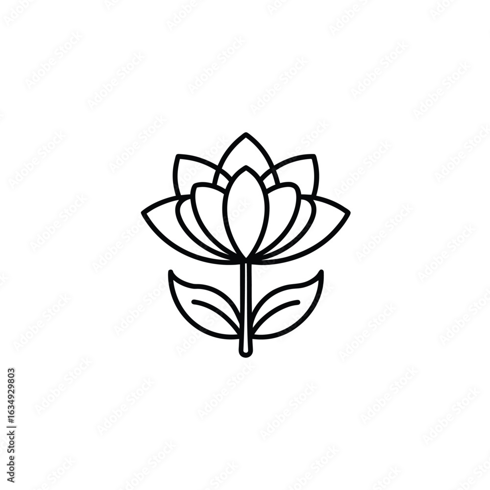 Poster simple flower outline icon with multiple color options