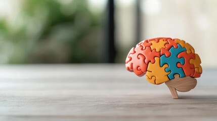 Brain puzzle colorful jigsaw symbolizing mental acumen and cognitive function