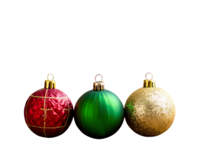 Festive Holiday Baubles- An array of vibrant Christmas ornaments, each with its own transparent background.