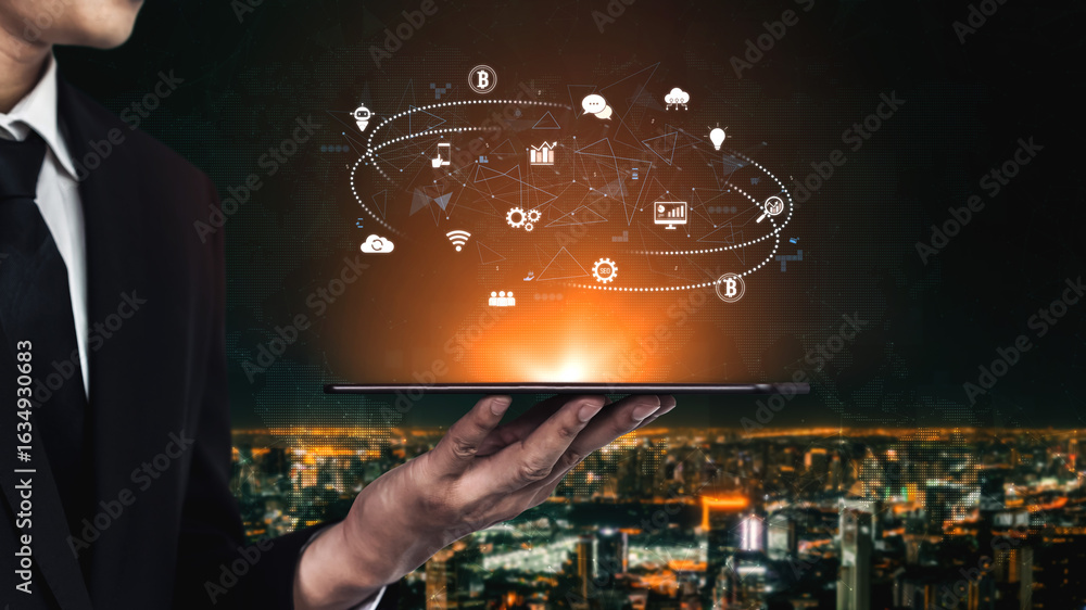Aufkleber digital business ecosystem integrating multiple business, ecosystem, and technology elements in a se
