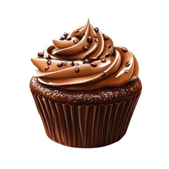 Chocolate muffin, delicious chocolate muffin, fluffy and soft, isolated on transparent background