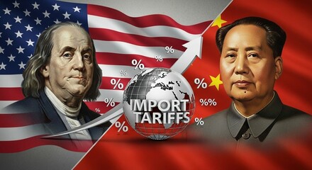 Rising import tariffs impacting global trade between the USA and China cause economic uncertainty