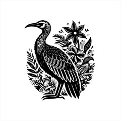 Fototapeta premium Decorative Tropical Bird and Botanical Illustration.