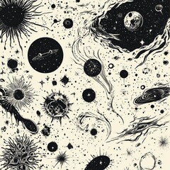 Space Galaxy constellation seamless pattern print could be used for textile, zodiac star yoga mat, phone case