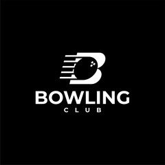 LETTER B INITIAL BOWLING BALL LOGO ICON ILLUSTRATION