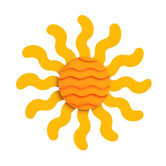 Sun Paper Cut Concept on Transparent Background