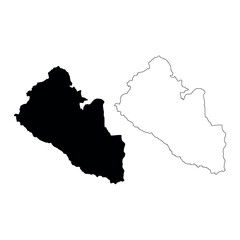 Fototapeta premium Silhouette and Outline Map of Liberia West Africa vector illustration