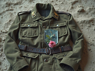 Fototapeta premium Abandoned Love Uniforms with Empty Embrace Crease and Faded Insignias