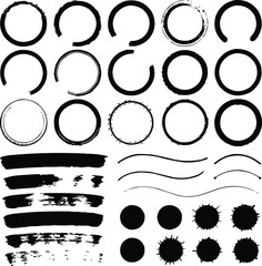 Brush Set Vector Composition of Twenty Elements