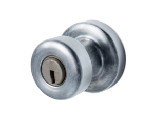 Silver door knob with a keyhole