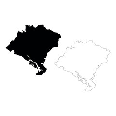 Fototapeta premium Map of Rio Grande do Sul Black Silhouette and Outline on White Brazil state