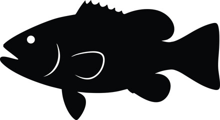 Fish silhouette vector art icon isolated on white, vector illustration