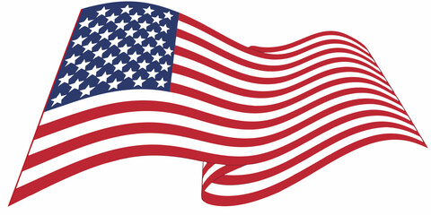 Obraz premium United States flag banner, waving in the wind, with precisely placed stars and bold, vibrant stripes.
