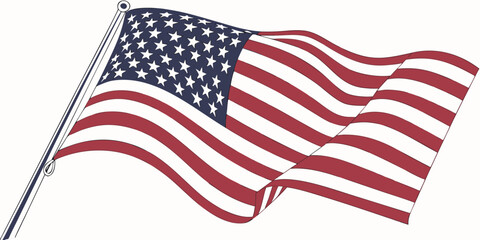 Fototapeta premium Flag of the United States waving on a banner, with vibrant, accurate stars, stripes, and proportions.