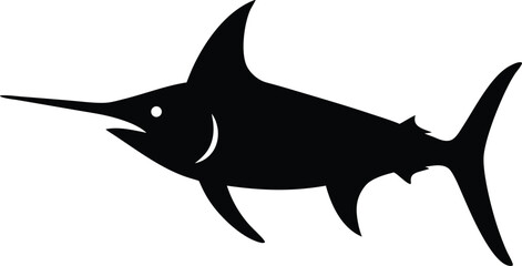 Fish silhouette vector art icon isolated on white, vector illustration