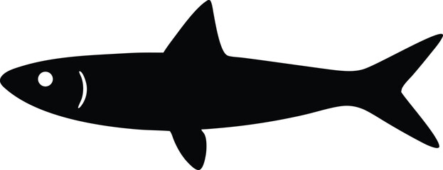 Fish silhouette vector art icon isolated on white, vector illustration