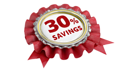 Ribbon loop 3D badge icon on white background 