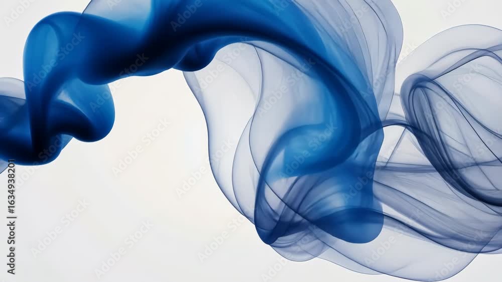 Poster delicate transparent waveform with smooth curves and ethereal light on white background