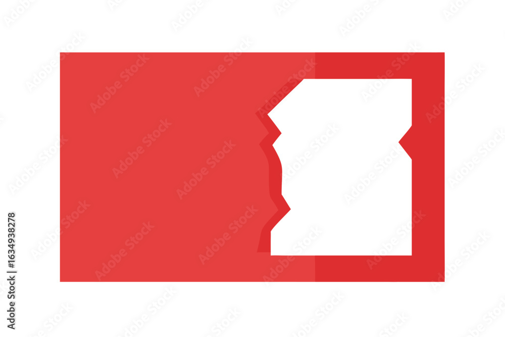 Poster red abstract shape with a jagged broken edge and black background