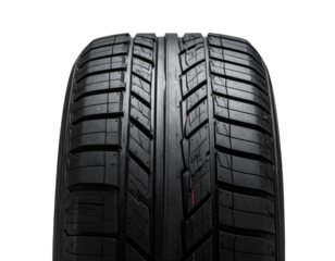 High-Performance Sports Car Tire with Aggressive Tread, Front View, Transparent PNG