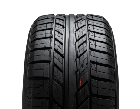 High-Performance Sports Car Tire with Aggressive Tread, Front View, Transparent PNG