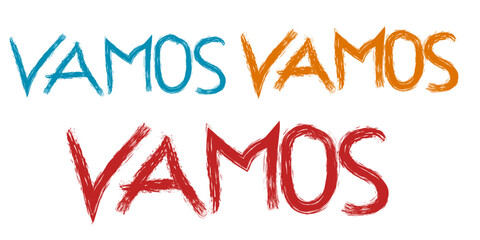 Vamos written in different colors, Editable Stroke