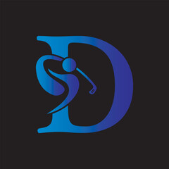 Initial Letter D Golf Logo Design Concept For Hockey Club Symbol