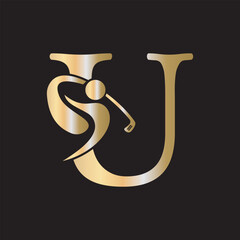 Initial Letter U Golf Logo Design Concept For Hockey Club Symbol