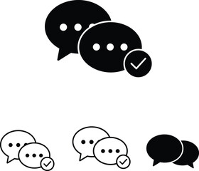 Chat Bubble Icons Set. Minimalist Vector Illustration of Communication and Confirmed Messages for UI and Web Design.