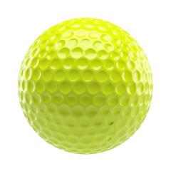 3d icon of bright yellow golf ball isolated on transparent background for sport and recreation