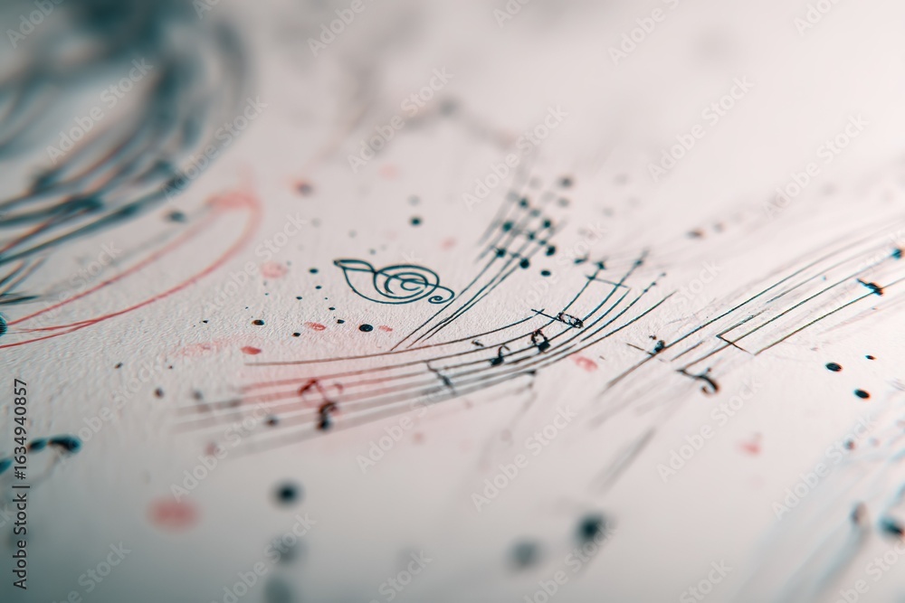 Aufkleber musical notation on textured paper showcasing the elegance of music composition with notes and symbo