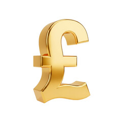 3d icon of golden pound sterling symbol isolated on transparent background representing wealth