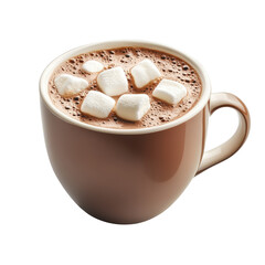 Cup of Hot Chocolate with Marshmallows, rich cup of hot chocolate with a generous layer of marshmallows, isolated on transparent background