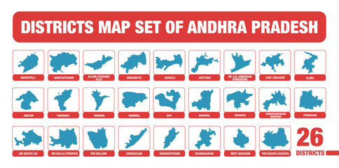 All districts map set of Andhra Pradesh state, India