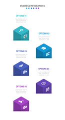 Vertical progress bar featuring 5 arrow-shaped elements, symbolizing the five stages of business strategy and progression. Clean timeline infographic design template. Vector for mobile presentation.