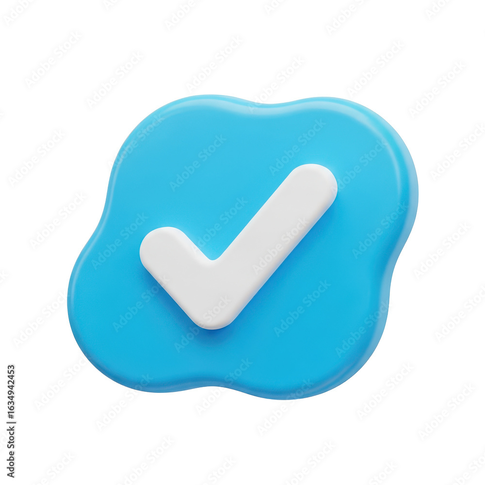 Poster 3d icon of blue verified badge with check mark isolated on transparent background